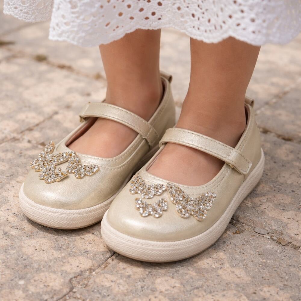 Seychelles Gold Butterfly Applique Mary Jane Shoes 7